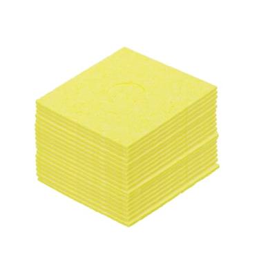 Imagem de 15 peças de esponja de solda quadrada 60 x 60 mm com furos almofada de limpeza amarela substituição de ferro para limpeza ferro de solda 2 mm espessura natural 11 mm absorção de água espessura