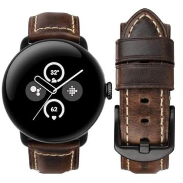 Imagem de Apawband Pulseira de couro compatível com Google Pixel Watch 4/3 de 45 mm, pulseira masculina de couro macio de 4/3/2/1 de 41 mm