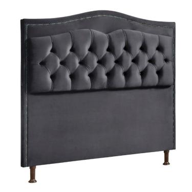 Imagem de Cabeceira Estofada Holanda 1,60 2.0 Queen Veludo Speciale Home Cinza Chumbo