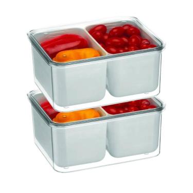 Imagem de Kit 2 Organizador De Geladeira 2,7L Cesto Duplo Escorredor