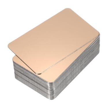 Imagem de PATIKIL Cartões de visita de metal de aço inoxidável de 0,5 mm, pacote com 30 cartões de visita espelhados em branco com gravação a laser para cartões de presente DIY, ouro rosa