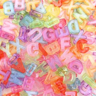 Imagem de 200 contas grandes de letras do alfabeto A-Z com caixa, presentes de Natal para crianças, contas soltas de plástico grandes para fazer joias, pulseiras, chaveiros, suprimentos de artes e artesanato