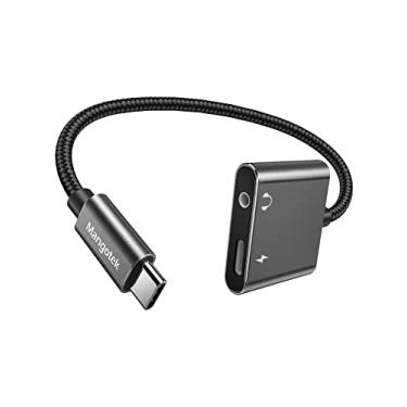 Imagem de Mangotek Adaptador USB C para fone de ouvido e carregador de 3,5 mm, adaptador de áudio 2 em 1 tipo C para 3,5 mm com carregamento rápido para auxiliar, fones de ouvido compatíveis com Samsung S23/S22