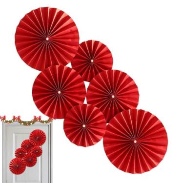 Imagem de Decoração de leques de flores, leques de de ano novo chinês | Cabine fotográfica de flores com ventiladores de 6X - Festas decorativas fãs de decoração de guirlanda para carnaval, eventos