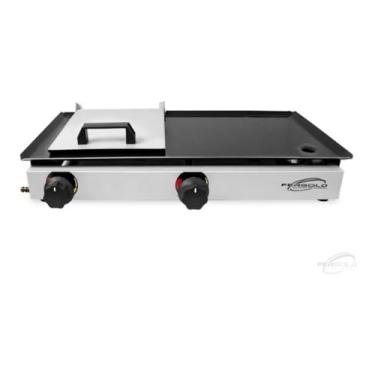 Imagem de Chapa a Gás com 2 Bocas para Lanches e Porções, Chapeira Profissional com Controles Duplos