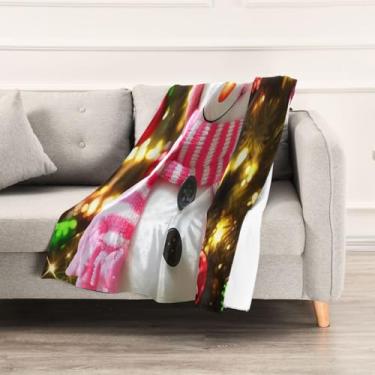 Imagem de Wassud Cobertores e mantas de Natal 152 x 228 cm, cobertor de boneco de neve de Natal para sofá, cadeira, decoração de casa