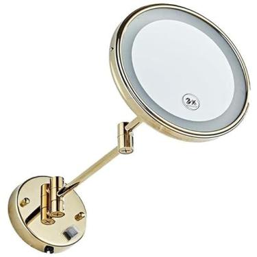 Imagem de Espelho de maquilhagem, espelho de maquilhagem, espelho de maquilhagem montado na parede, espelho cosmético com ampliação 3X, rotação de 360°, espelho de maquilhagem extensível para casa de banho