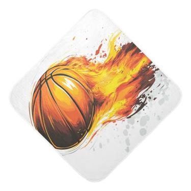 Imagem de STAYTOP Toalhas de bebê com capuz de musselina de basquete flame, toalha de banho super macia, toalhas de banho absorventes para banho recém-nascido unissex 89 x 89 cm