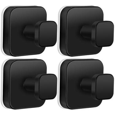 Imagem de AbluFirst Ganchos de ventosa para chuveiro, sem perfuração, removível, ventosa para banheiro, parede, vidro, janelas, espelhos de cozinha para pendurar toalhas, roupões, casacos, preto (pacote com 4)