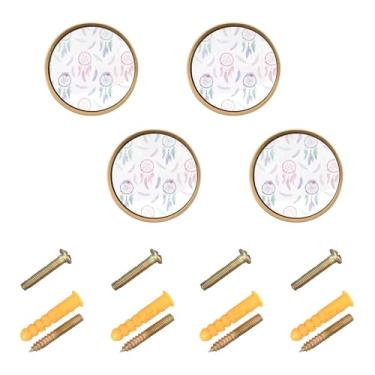Imagem de Burbuja Puxadores de armário de cozinha Dreamcatcher, pacote com 4, puxadores redondos de 3,5 cm, puxadores de cômoda com parafusos para cozinha, quarto, armários, armário