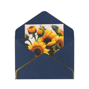 Imagem de SKKNT Cartões de felicitações para todas as ocasiões com estampa de girassol e rosa, cartões de notas em branco versáteis com envelopes 11,4 x 15,2 cm