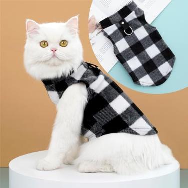 Imagem de Casaco de inverno para cães, casaco de lã para cachorros, xadrez, quente, impermeável, à prova de vento, roupas de clima frio para cães pequenos e médios, preto G