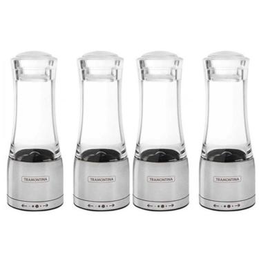 Imagem de Moedor Aço Inox Acrílico Tramontina para Sal e Pimenta 4 Unidades 61653000X4