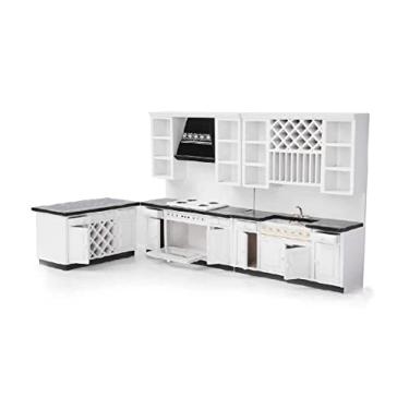 Imagem de Cutemini Conjunto De Cozinha Para Casa De Bonecas Móveis Em Miniatura Para Sala De Jantar Kit De Cozinha Escala 1/12 Acessórios Para Casa De Bonecas De Madeira (Estilo B)