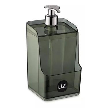 Imagem de Porta Detergente e Esponja Translucido com Prata - Dispenser Slim - UZ