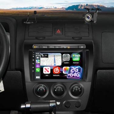 Imagem de Volxcereo Rádio de carro para Hummer H3 2005-2010, tela sensível ao toque Android de 9 polegadas estéreo com Carplay/Android Auto, GPS, WiFi, Bluetooth, SWC, FM/RDS, EQ, 2G + 64G + câmera reserva
