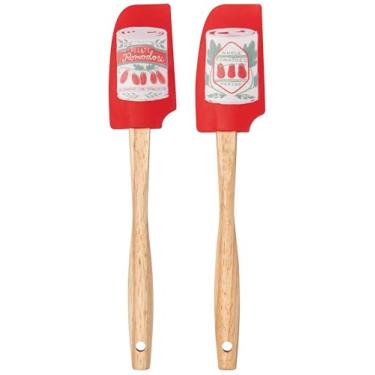 Imagem de Now Designs Conjunto de 2 mini espátulas Pomodori, cabeça de silicone com cabo de madeira, utensílios de cozinha de inspiração vintage