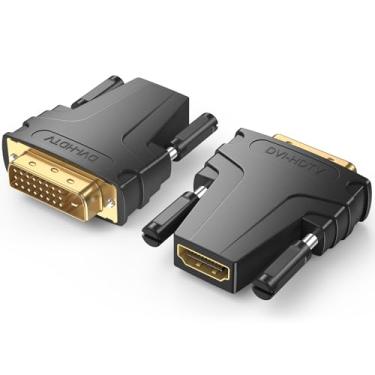 Imagem de Meliya Pacote com 2 adaptadores DVI para HDMI, conversor DVI bidirecional banhado a ouro macho para HDMI fêmea 4K 1080P para monitor, PC, PS4, PS3, projetor, TV