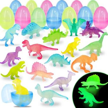 Imagem de Ovos de Páscoa cheios de brinquedos de dinossauro que brilham no escur