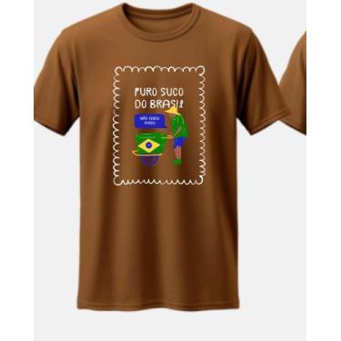 Imagem de Camiseta Puro Suco Do Brasil 100% Algodão Unissex - kyros, Marrom, M