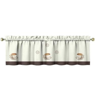 Imagem de Tapesb Cafeteria de cozinha engraçada pequena cortina de janela sobre pia essencial para cozinha, quarto, lavanderia, 45,7 x 137,2 cm