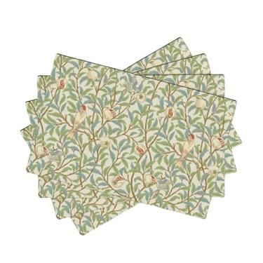 Imagem de Jogo americano de pássaro, William Morris vintage pássaros folhagem decoração tapetes de mesa de linho para sala de jantar, cozinha, festa, café, banquete, decoração de casamento, 45,7 cm C x 30,5 cm
