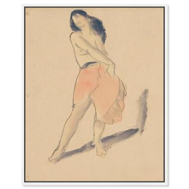 Imagem de Art Remedy Dançarina em uma saia vermelha, estatueta vintage, moldura branca, 40,6 cm x 50,8 cm