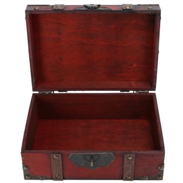 Imagem de Generic Baú de Tesouro Decorativo de Madeira Vintage Com Fechadura para Decoração de Casa, Caixa de Armazenamento de Grande Capacidade para Joias, Caixa de Madeira Vintage para Quarto, Sala de Estar