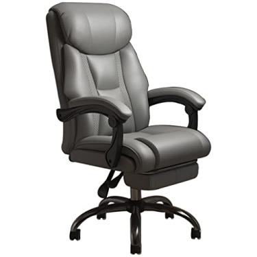 Imagem de Cadeira executiva executiva giratória cadeira de computador de camada dupla, cadeira de escritório reclinável de grande ângulo, cadeira de gerenciamento com apoios de braços ligados, rotação de 360°