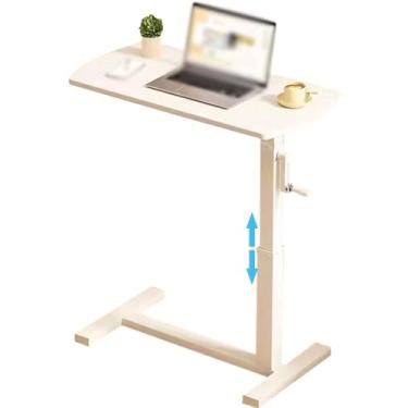 Imagem de Mesa lateral compacta para sofá, mesa de trabalho para laptop com rodízios ocultos, mesa de pé ajustável em altura, fácil de instalar