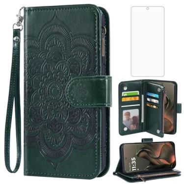 Imagem de Asuwish Capa para celular Motorola Moto Edge 5G 2025/Edge 60 Fusion 5G com protetor de tela de vidro temperado e porta-cartão de crédito flip flor celular Moto Edge2025 Gen 6 mulheres homens verde