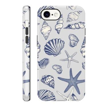 Imagem de Zrutru Capa Seashell para iPhone 16e de 6,1 polegadas, lindas capas de telefone com concha azul para meninas, mulheres, meninos, homens, TPU resistente a arranhões, capa à prova de choque, conchas