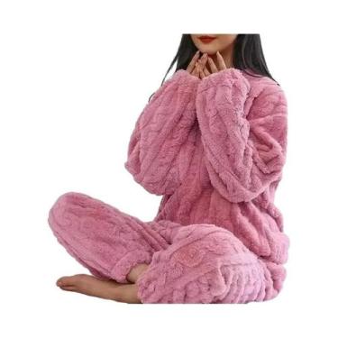 Imagem de Conjunto De Pijamas De Inverno Feminino Em Veludo Coral, Espesso E Mac