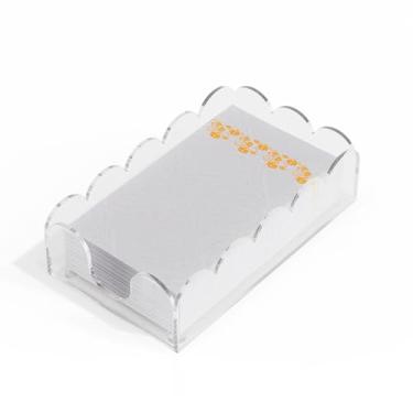 Imagem de Suporte de guardanapo de acrílico transparente Yaoyiizy, suporte de toalha de mão para banheiro, suporte de toalha de convidado para casamentos, hotéis e decoração de casa (23 x 13 x 6 cm)