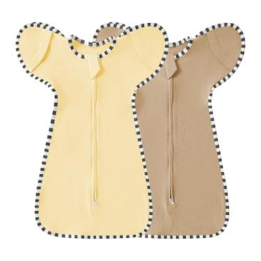 Imagem de Cobertor para bebês recém-nascidos e bebês, conjunto de 2 peças de pijama infantil, zíper bidirecional, fácil de colocar e tirar (bege + cáqui, M (3 a 6 meses))