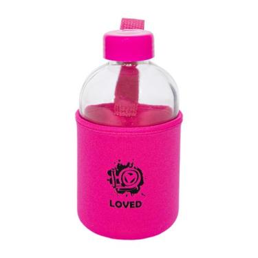 Imagem de Garrafa De Vidro 600 ml Com Capa De Neoprene Moods Up Biggdesign, Rosa