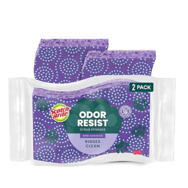 Imagem de Scotch-Brite Esponja resistente ao odor, não arranha, esponjas de cozinha seguras para máquina de lavar louça que resistem a odores bacterianos, esponjas de prato multiuso para limpeza suave e sujeira
