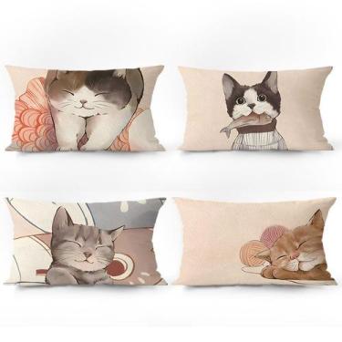 Imagem de Conjunto de fronhas Cartoon Cat Cute Animal Cats Plush x4 40x60cm - yi
