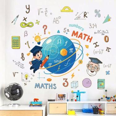 Imagem de Adesivos de parede Math Educational Cartoon PVC 60x90cm - yiweisai