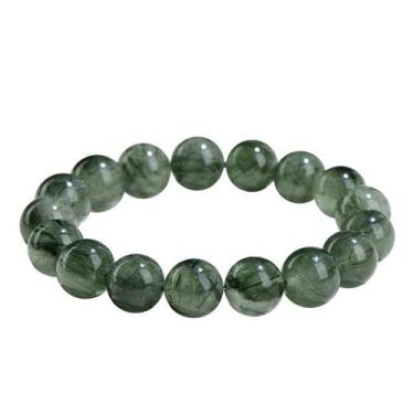 Imagem de Pulseira de miçangas de quartzo rutilado verde natural de 9 mm para mu