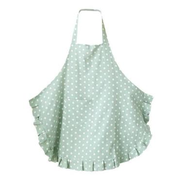 Imagem de Avental fofo de bolinhas para mulheres com bainha com babados, algodão