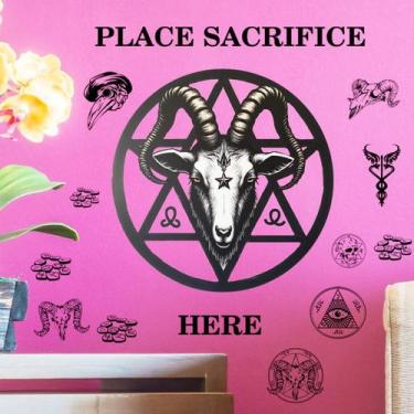 Imagem de Adesivos de parede Occult Gothic Goat Head Symbol Pentagram 29,5 cm - 