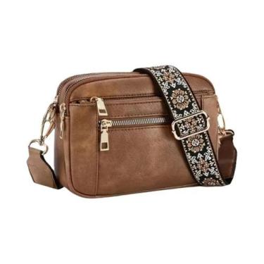 Imagem de Bolsa Transversal Retro Multifuncional Feminina Com Zíper E Alça De Om