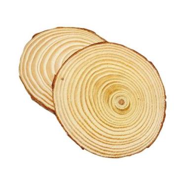 Imagem de Fatias De Madeira Redondas De Pinheiro Natural Não Acabadas, 3-12cm De