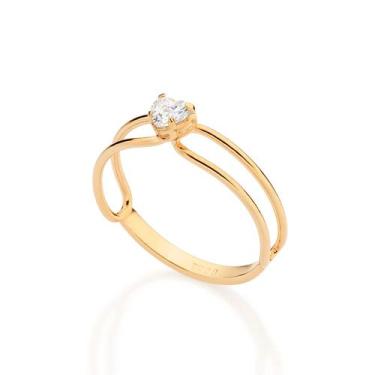 Imagem de Anel Aro Duplo Coração Zircônia Banhado Ouro Rommanel 513631 Tamanho:1