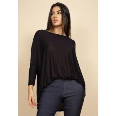 Imagem de Blusa Ampla Malha Morcego Manga Longa Preta - Único-Feminino