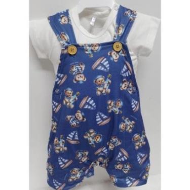 Imagem de Macacão Jardineira + Body Bebê Menino Verão Luxo Lessa B9374-Masculino