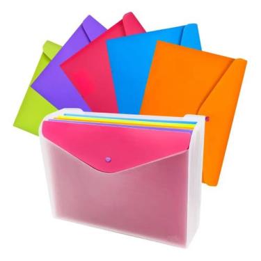 Imagem de Arquivo Pasta Envelope A4 Full Color 5 Cores Organizador Papeis - Delo