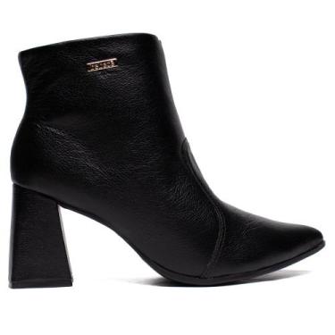 Imagem de Bota Feminina Bebecê Ankle Boot Couro Preto, Preto, 37