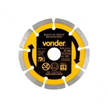 Imagem de Disco de Corte Diamantado V3 para Uso a Seco Segmentado 110MM Furo 20MM com Bucha de Re...